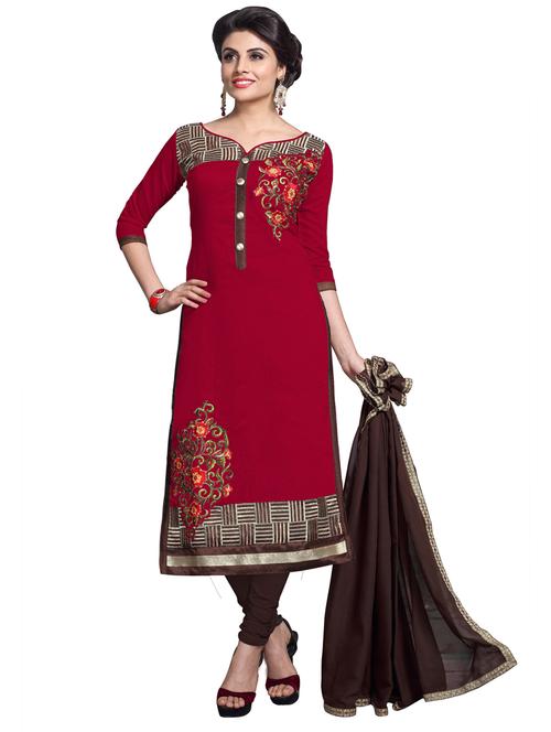 embroidered semi-stitched suit set - 19910282 - Very Small Image - 1