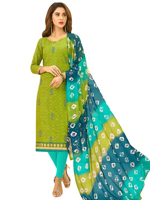 unstitched cotton churidar suit set - 19910422 - Very Small Image - 1