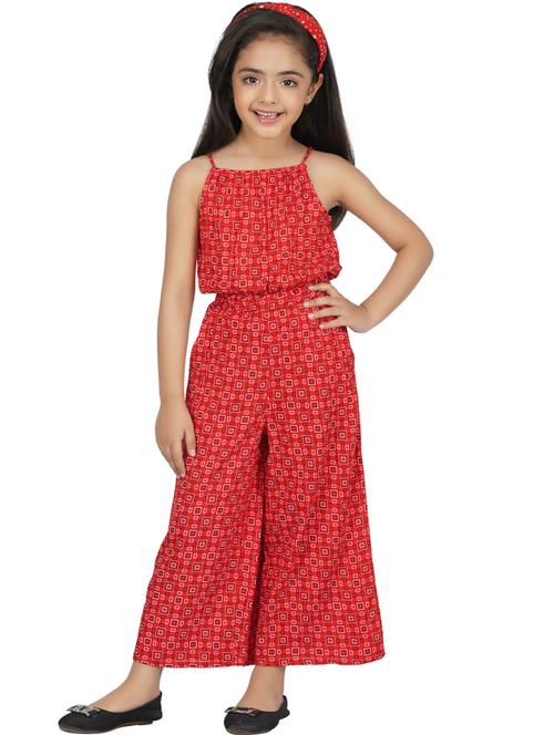 red printed full length jumpsuit - 19910943 - Very Small Image - 1