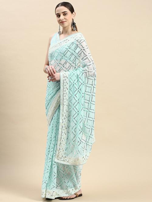 women's embroidered saree with blouse - 19912419 - Very Small Image - 1