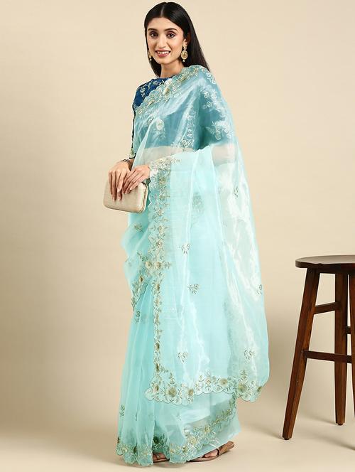 embroidered saree with blouse - 19912421 - Very Small Image - 1