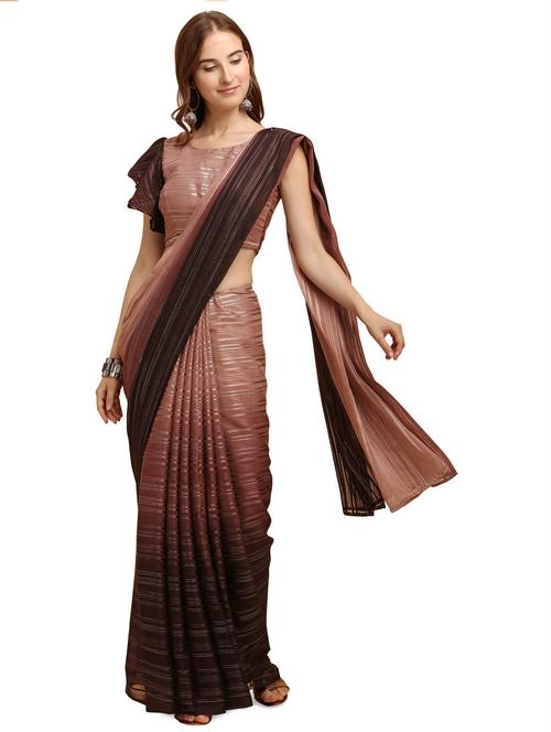 ombre brown woven saree with blouse - 19913029 - Very Small Image - 1