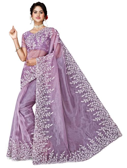 floral embroidered saree with blouse - 19913032 - Very Small Image - 1