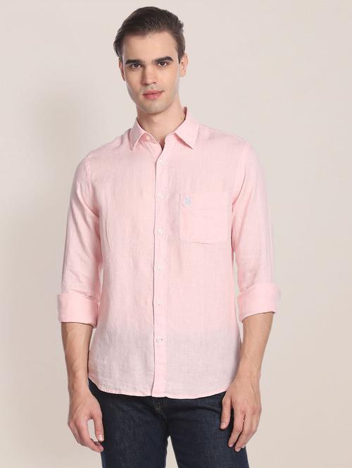 pink linen casual shirt - 19913605 - Very Small Image - 1