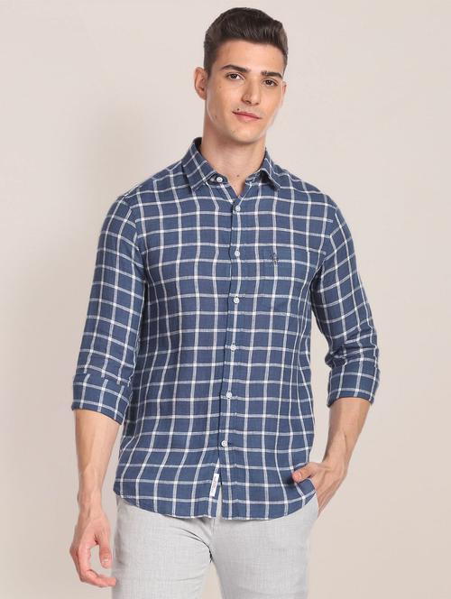 blue linen casual shirt - 19913606 - Very Small Image - 1