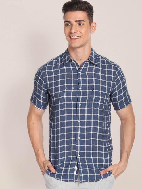 blue linen casual shirt - 19913608 - Very Small Image - 1