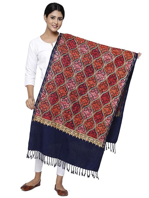 dark blue wool shawl - 19913759 - Very Small Image - 1