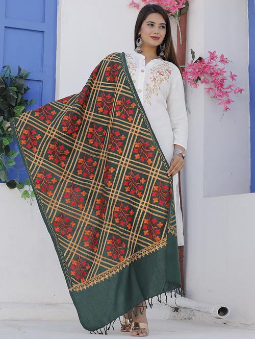 self design wool pashmina shawl - 19913767 - Very Small Image - 1