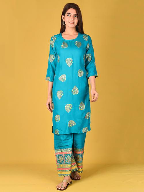 self design kurta palazzo set - 19913809 - Very Small Image - 1