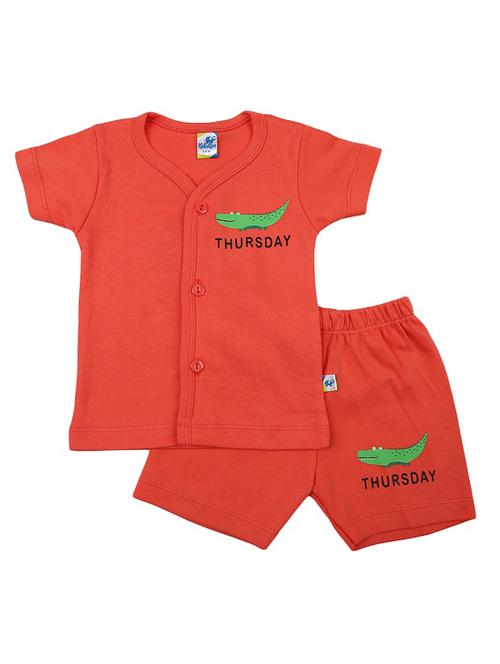 orange placement print t-shirt & shorts set - 19913865 - Very Small Image - 1