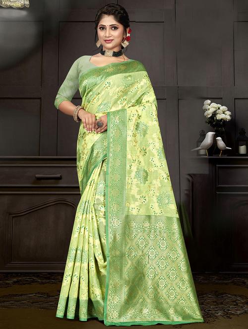 self design printed saree with blouse - 19914383 - Very Small Image - 1