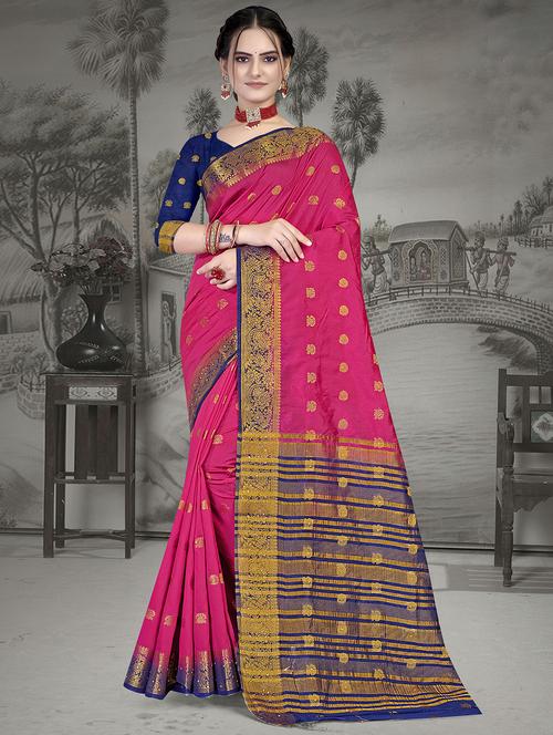 zari woven saree with blouse - 19914399 - Very Small Image - 1