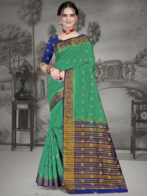 zari woven saree with blouse - 19914400 - Very Small Image - 1