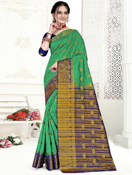 zari woven saree with blouse - 19914405 - Very Small Image - 1