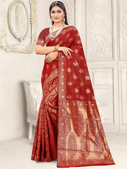 self design woven saree with blouse - 19914407 - Very Small Image - 1