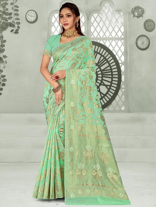 zari woven saree with blouse - 19914423 - Very Small Image - 1