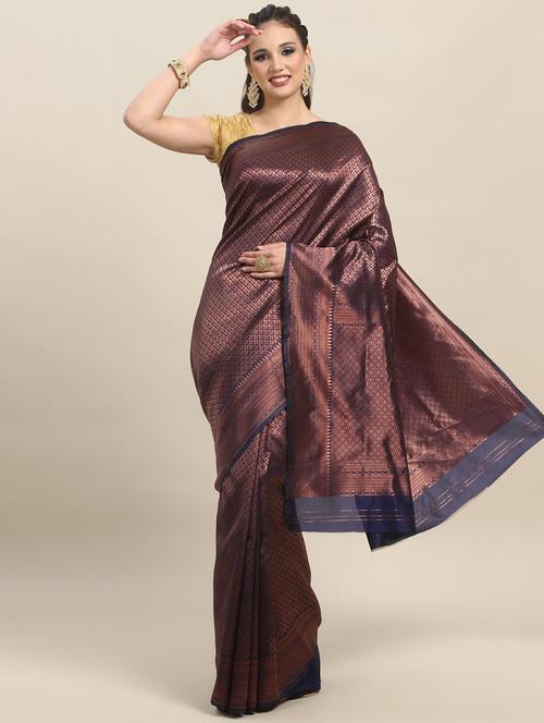 blue silk banarasi saree - 19914738 - Very Small Image - 1