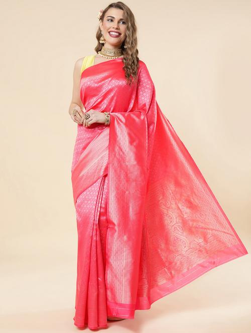 pink banarasi saree with blouse - 19914774 - Very Small Image - 1