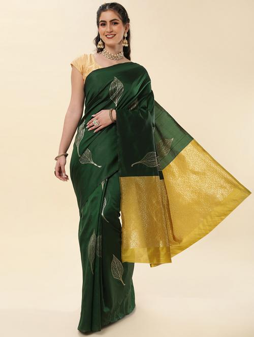 green silk kanjivaram saree with blouse - 19914802 - Very Small Image - 1