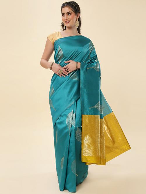 light blue silk kanjivaram saree with blouse - 19914830 - Very Small Image - 1