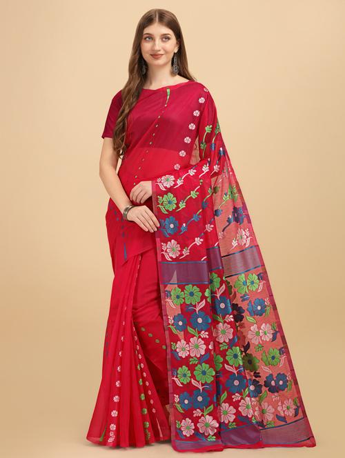 red banarasi saree with blouse - 19914855 - Very Small Image - 1