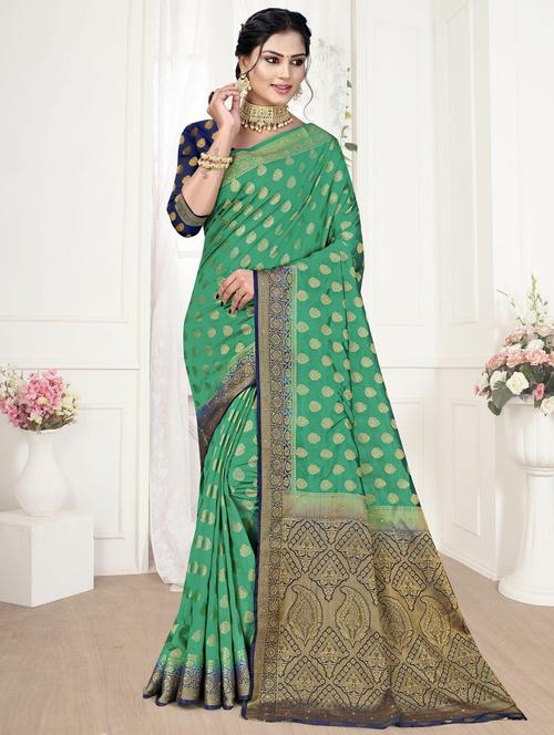 self design banarasi saree with blouse - 19915000 - Very Small Image - 1