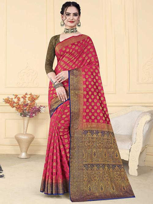 zari woven banarasi saree with blouse - 19915023 - Very Small Image - 1