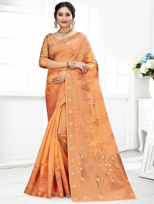 zari woven saree with blouse - 19915030 - Very Small Image - 1