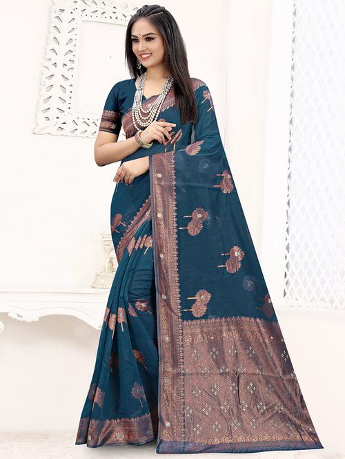 zari woven saree with blouse - 19915037 - Very Small Image - 1