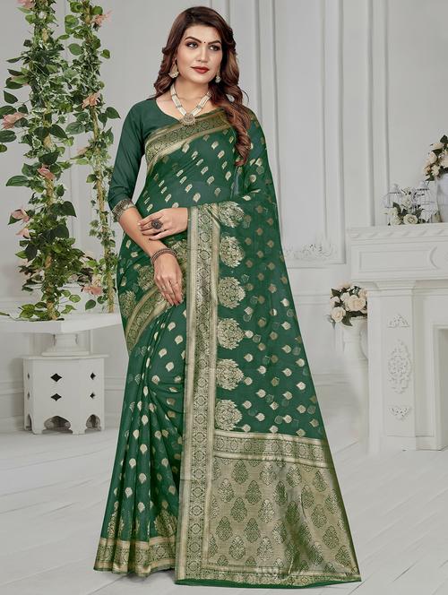 zari woven saree with blouse - 19915042 - Very Small Image - 1