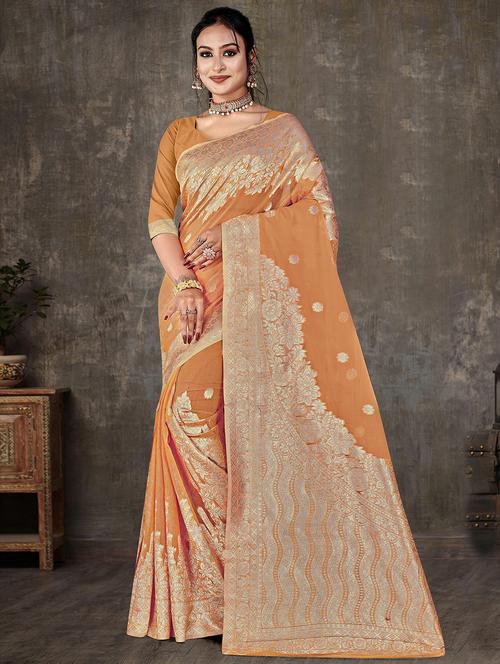 zari woven saree with blouse - 19915052 - Very Small Image - 1