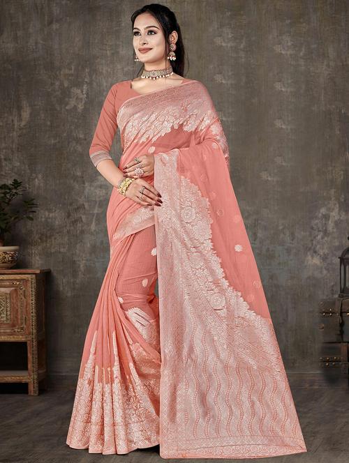 zari woven saree with blouse - 19915056 - Very Small Image - 1