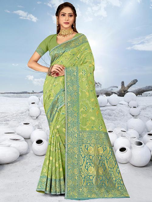 zari woven saree with blouse - 19915068 - Very Small Image - 1