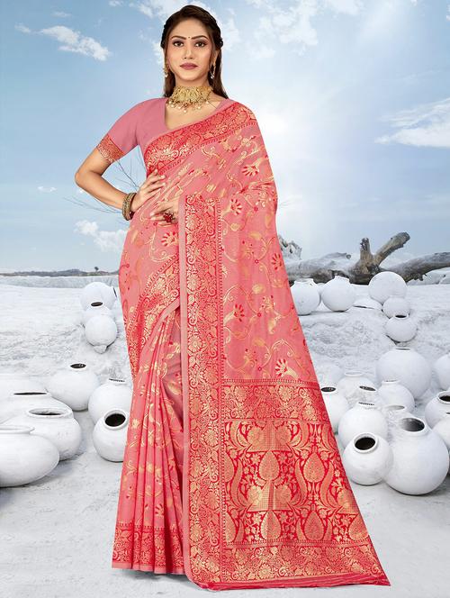 zari woven saree with blouse - 19915069 - Very Small Image - 1