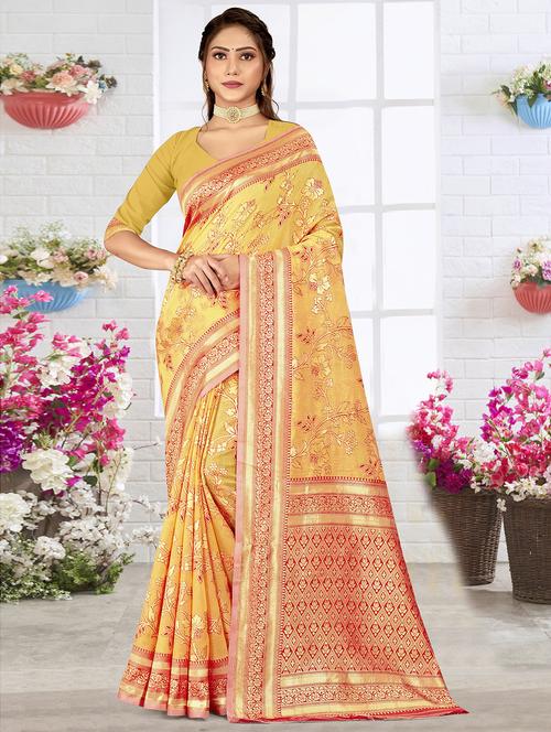 zari woven saree with blouse - 19915073 - Very Small Image - 1