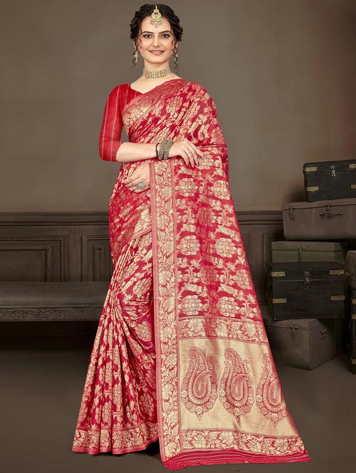 zari woven saree with blouse - 19915079 - Very Small Image - 1