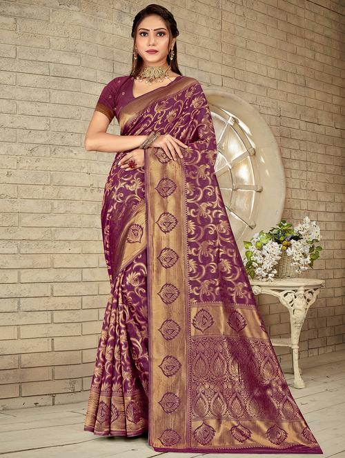 zari woven saree with blouse - 19915087 - Very Small Image - 1