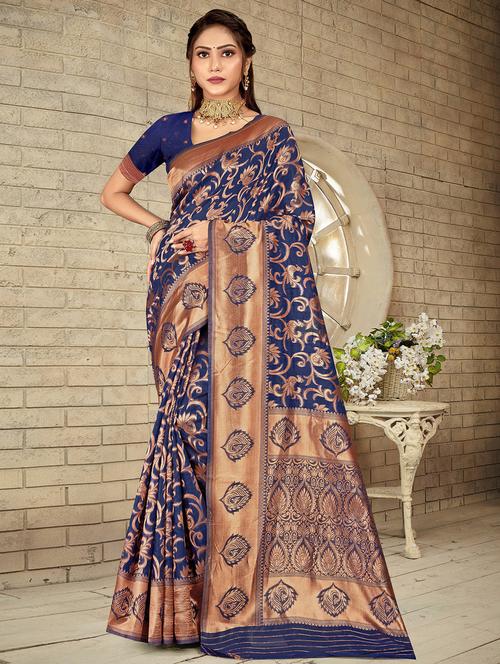zari woven saree with blouse - 19915090 - Very Small Image - 1