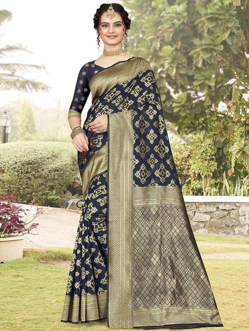 zari woven saree with blouse - 19915093 - Very Small Image - 1