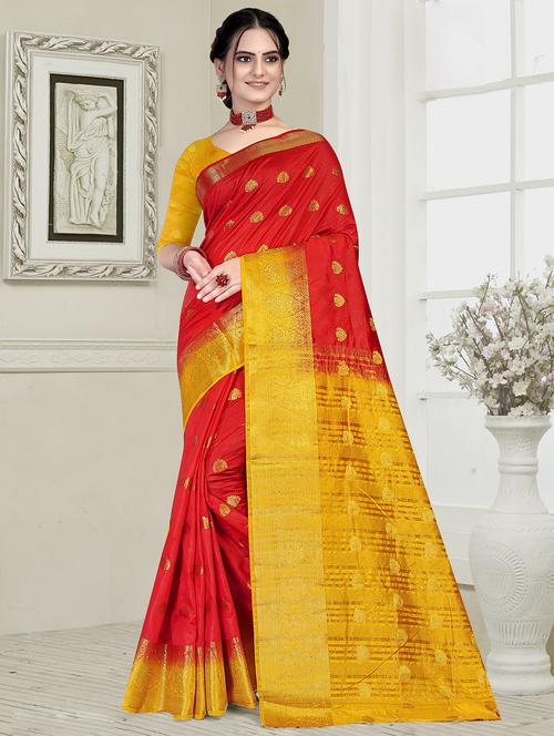 zari woven saree with blouse - 19915102 - Very Small Image - 1
