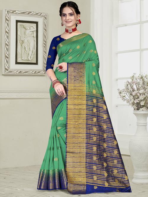 zari woven saree with blouse - 19915103 - Very Small Image - 1