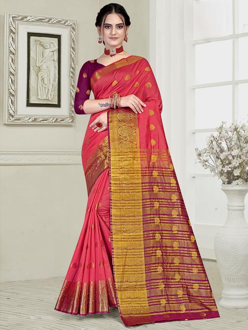 zari woven saree with blouse - 19915104 - Very Small Image - 1