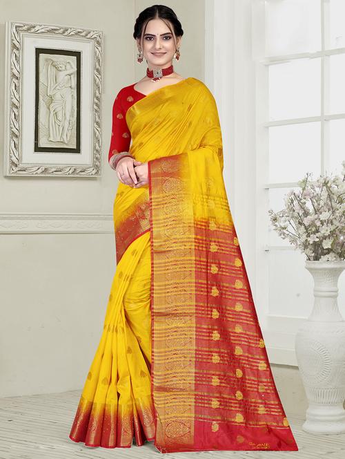 zari woven saree with blouse - 19915106 - Very Small Image - 1