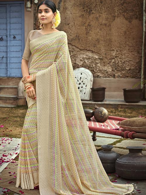 printed saree with blouse - 19915126 - Very Small Image - 1