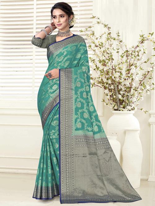 zari woven banarasi saree with blouse - 19915138 - Very Small Image - 1