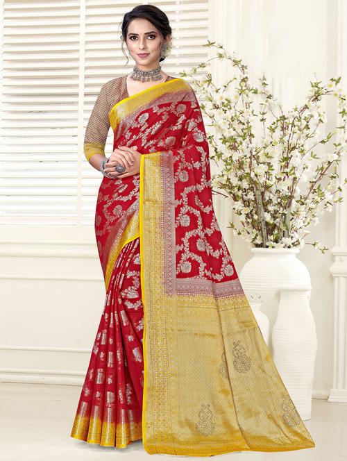 zari woven banarasi saree with blouse - 19915141 - Very Small Image - 1