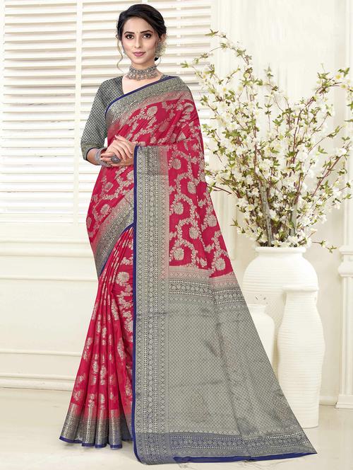 zari woven banarasi saree with blouse - 19915143 - Very Small Image - 1