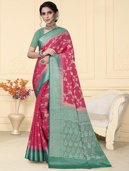 zari woven banarasi saree with blouse - 19915144 - Very Small Image - 1