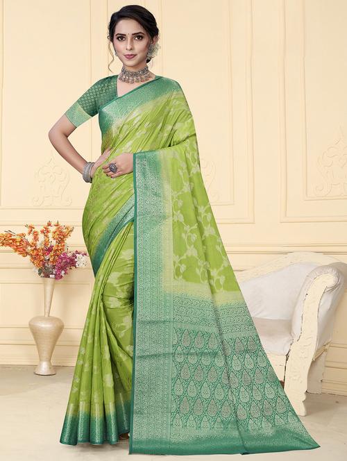 zari woven banarasi saree with blouse - 19915147 - Very Small Image - 1