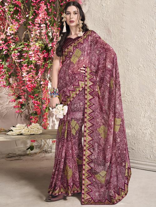 women's embroidered saree with blouse - 19915189 - Very Small Image - 1